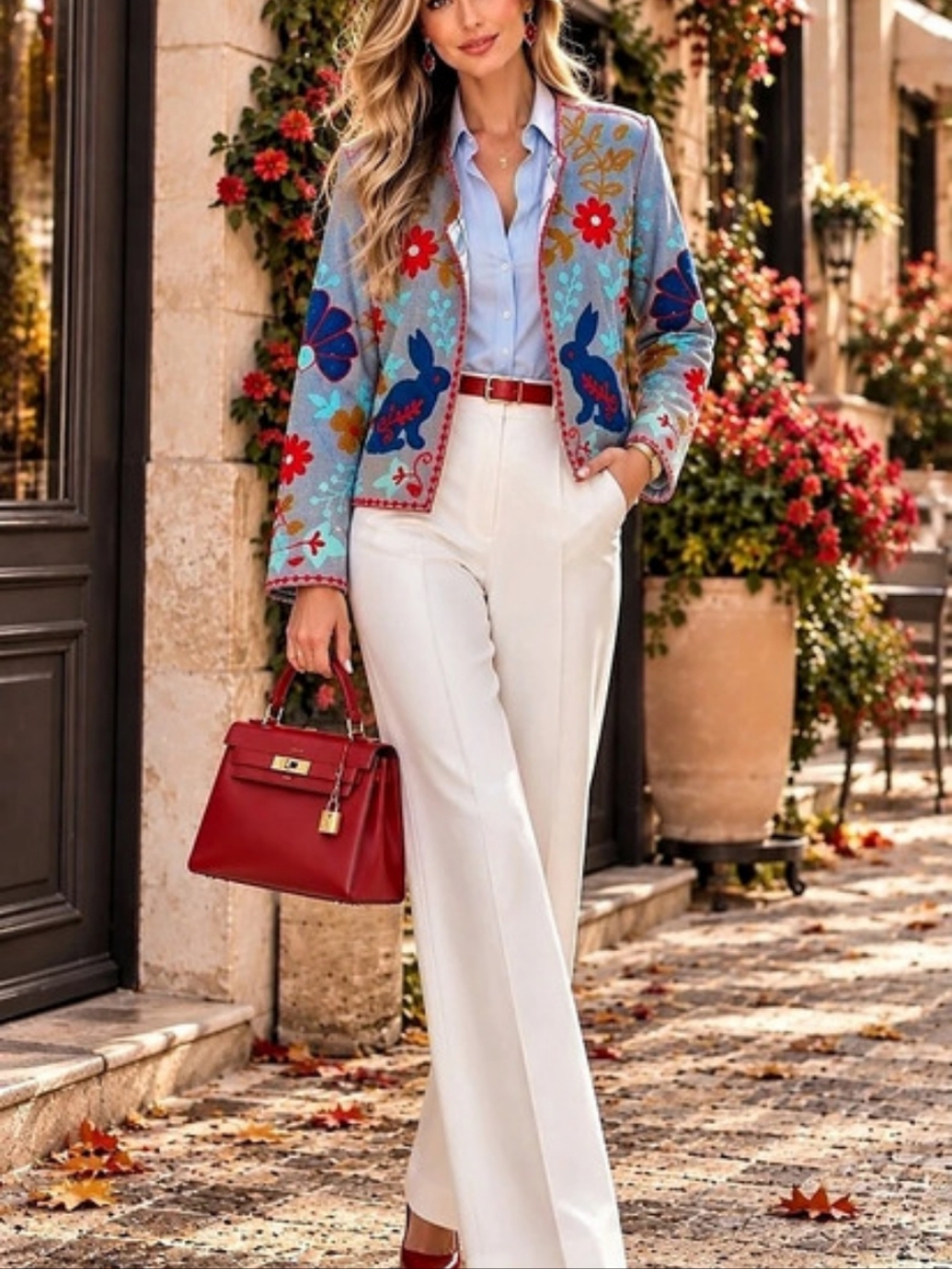 1 Suzanni Inspired Imported From Italy Bohemian Artizan Embroidered Cardigan